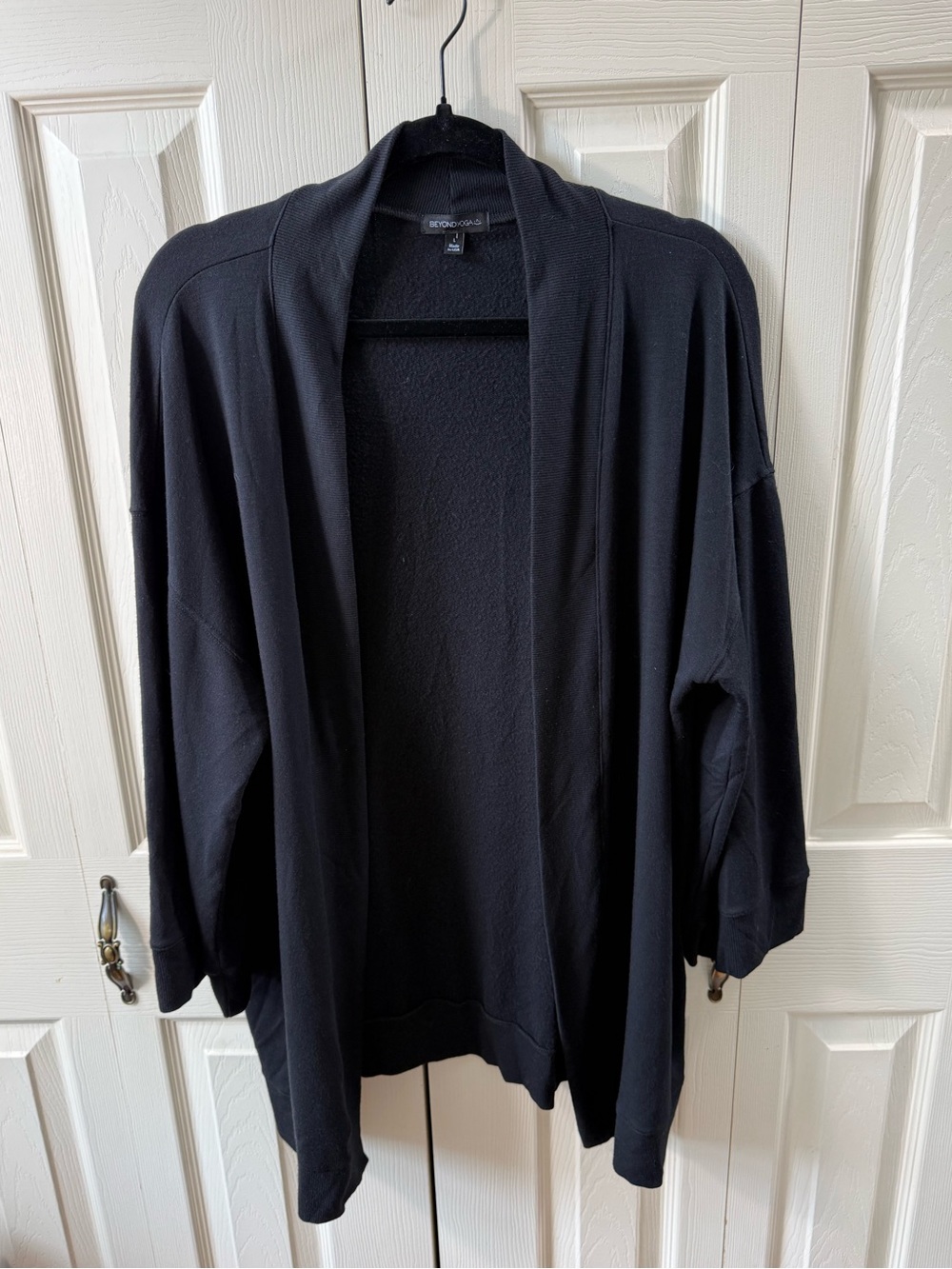 Beyond Yoga Black Open Front Draped Cardigan Women’s Size Large